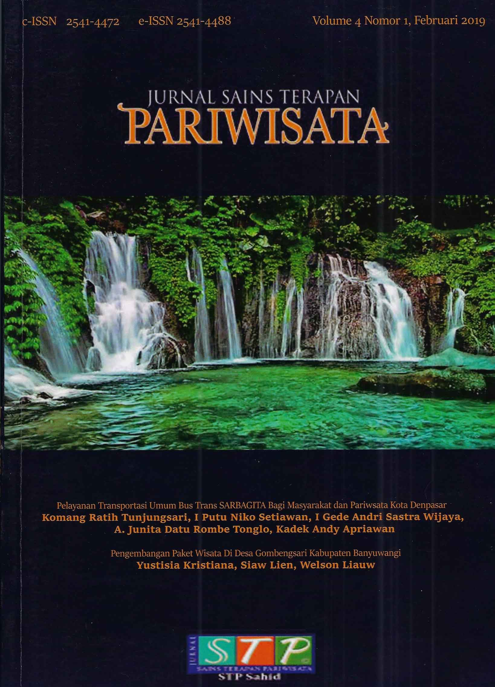 					View Vol. 4 No. 1 (2019): Jurnal Sains Terapan Pariwisata
				